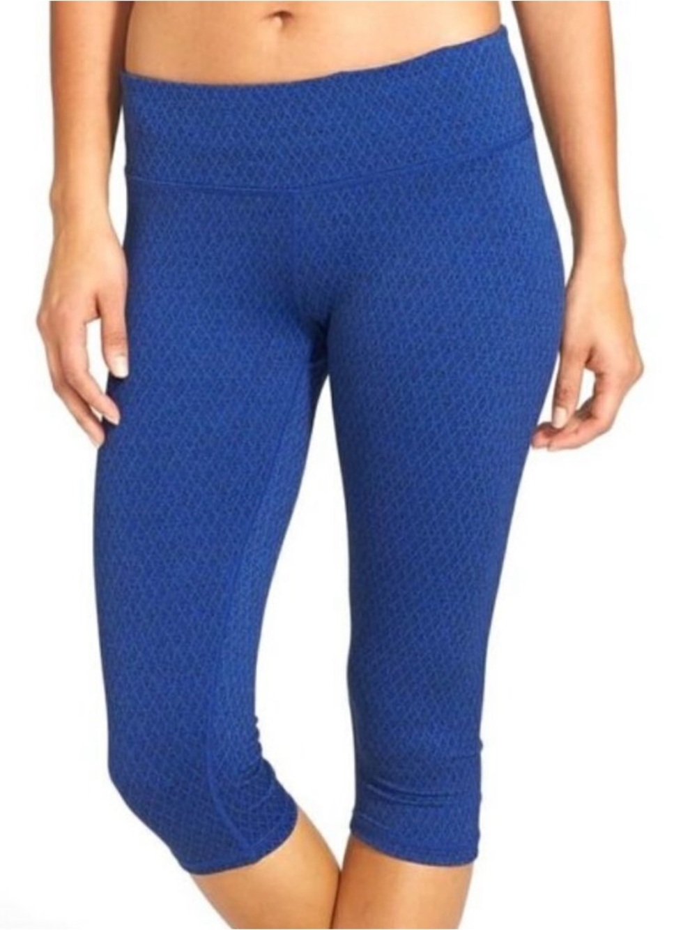 Prana Misty Knicker Capri Legging Blue Jaquard Womens Medium